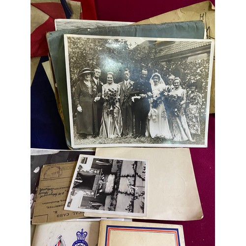 12 - Collection of Militaria including flags, photo's and postcards.