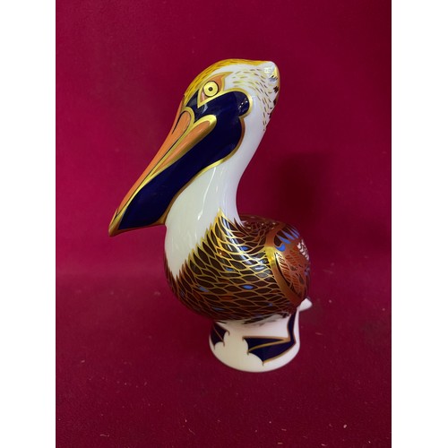 253 - Royal Crown Derby gold stopper Brown Pelican