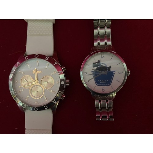 152 - Radley and Lacoste Ladies watches, back covers loose.