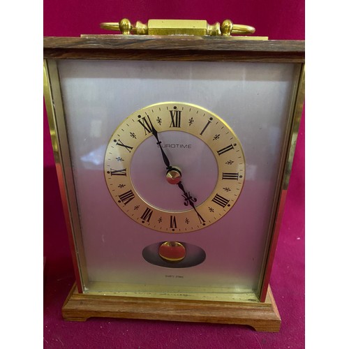 261 - Vintage Eurotime brass and wood carriage clock and minster brass carriage clock.