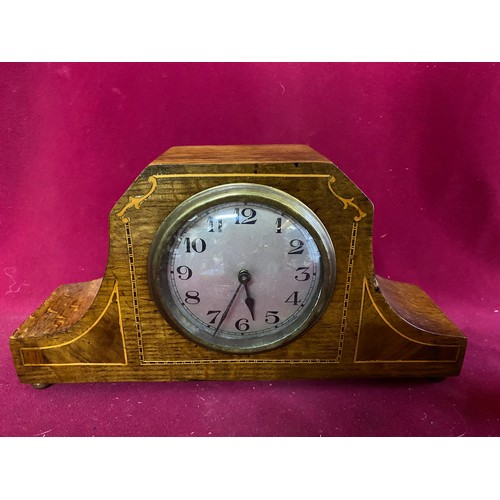 265 - Antique Edwardian Wood and Brass Mantle clock and Looping 7 jewel lever and 8 day travel alarm in ca... 