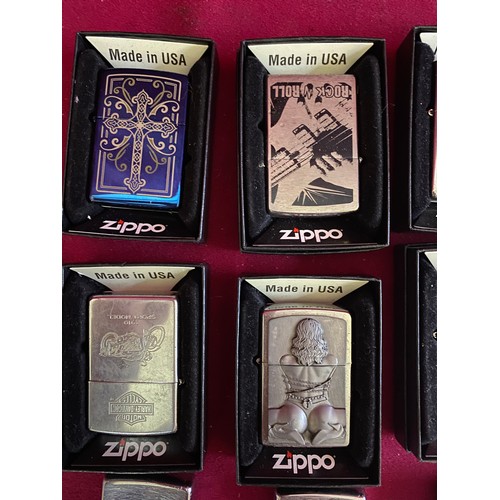 297 - Collection of 12 x copy Zippo lighters including Harley Davidson and Jack Daniels