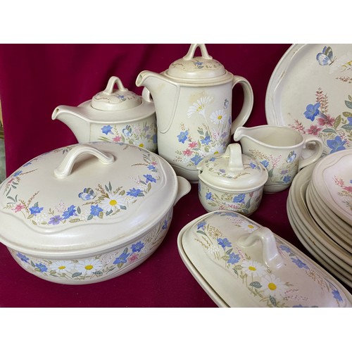 342 - Selection of Poole 'Springtime' pottery comprising tea and coffee pot, milk and sugar, butter dish, ... 