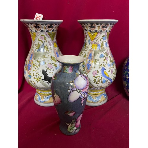 343 - Collection of 3 x vases and 3 x lidded jars with largest measuring 30 cms tall