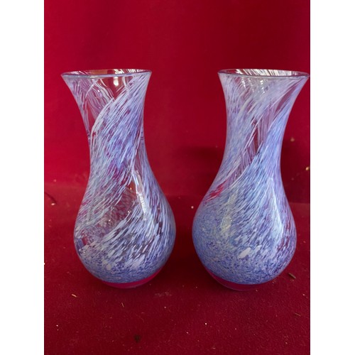 348 - A pair of Caithness vases standing 13 cms tall and an atomiser