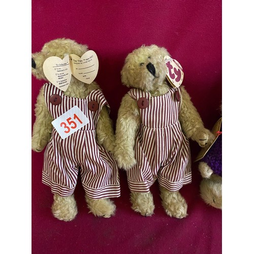 351 - 2 x collectable TY 'Tiny Tim' bears and 2 x collectable Boyd Bears 'Michelline'