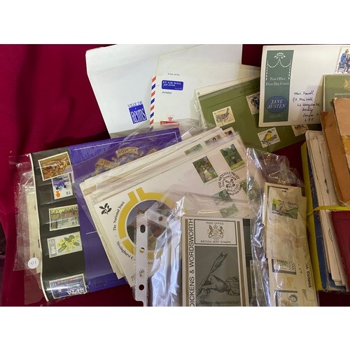 83 - Box of stamps, stamp album and first day covers.