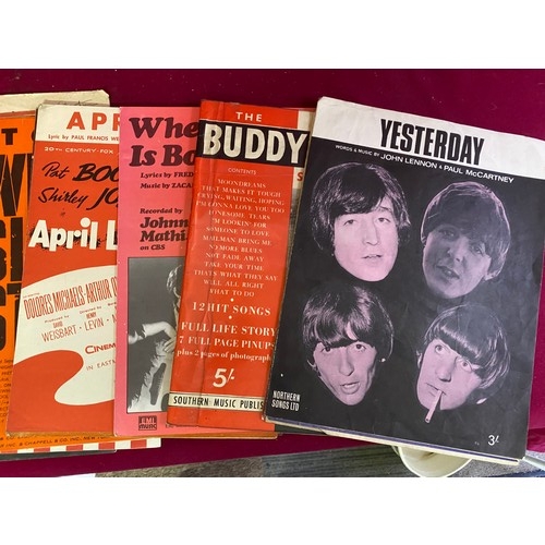 266 - Selection of sheet music from Beatles, Elvis, Bill Haley, Jerry Lee Lewis, Buddy Holly and others.