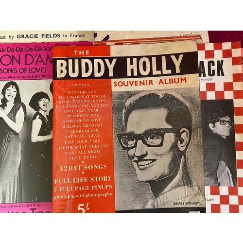 266 - Selection of sheet music from Beatles, Elvis, Bill Haley, Jerry Lee Lewis, Buddy Holly and others.