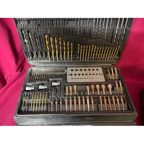 471 - 2 boxes of drill bits and a Halfords socket set complete