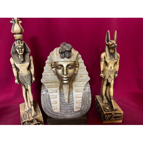 481 - Selection of 6 x Egyptian resin figurines with tallest standing 34 cms tall