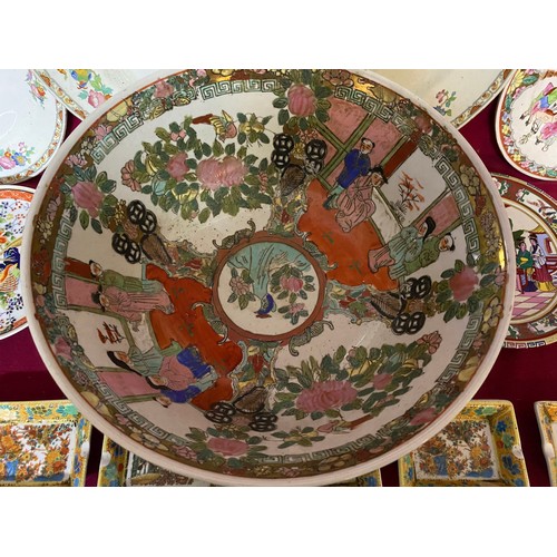 503 - Selection of Chinese plates and large bowl.