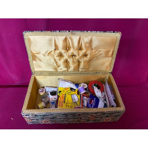 525 - Vintage sewing box with contents