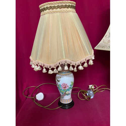 536 - 2 Vintage Chinese table lamps with shades.