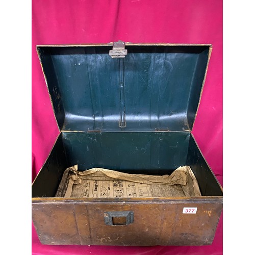 377 - Large metal trunk/storage box measuring 56 x 34 x  36 cms tall