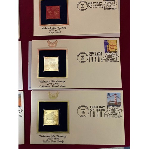 397 - Collection of gold stamp First Day Covers including Charlie Chaplin, Babe Ruth and others.