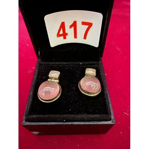 417 - Sterling Silver and rose quartz earrings