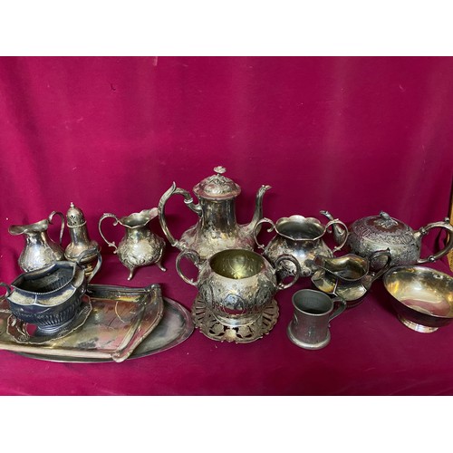 420 - Box of metal ware and silver plate