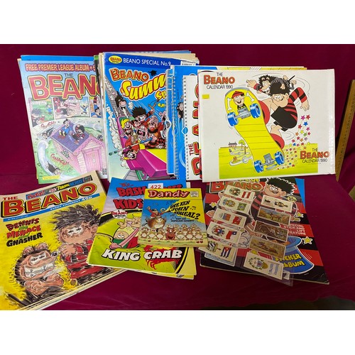 422 - Collection of Beano and Dandy comics and calendars.