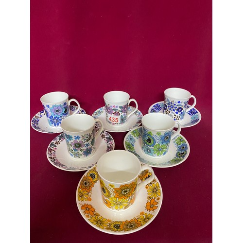 435 - Collection of 6 retro Elizabethan china cups and saucers