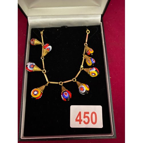 450 - Millefiori glass necklace