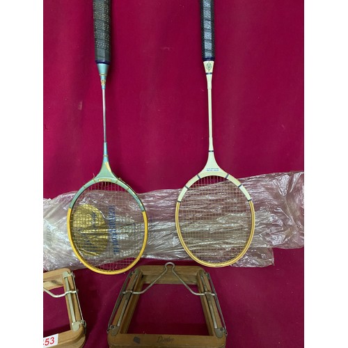 453 - Pair of vintage badminton rackets with guards