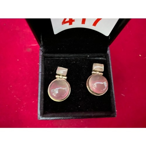 417 - Sterling Silver and rose quartz earrings