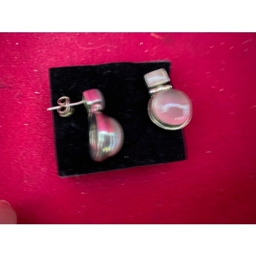 417 - Sterling Silver and rose quartz earrings