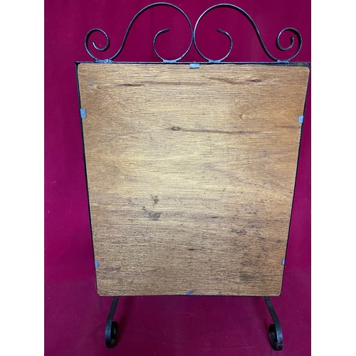 2 - Vintage tapestry and metal fireguard screen