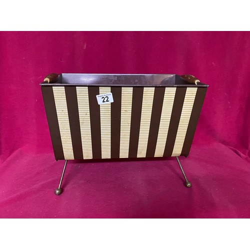 22 - Striped metal Worcester ware magazine rack