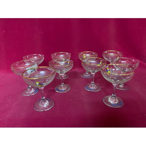 29 - Collection of 10 x vintage babycham glasses