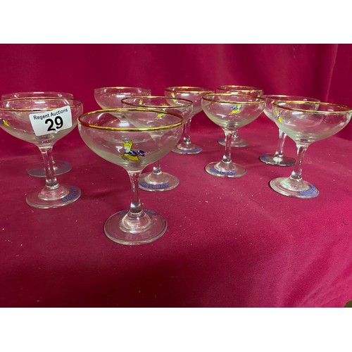 29 - Collection of 10 x vintage babycham glasses