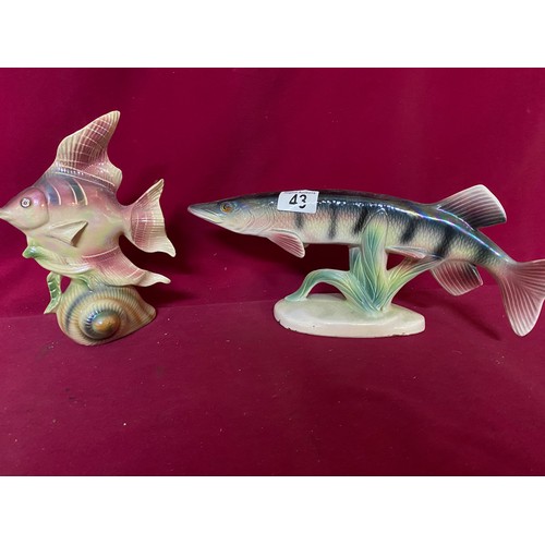 43 - 2 x vintage Jema Holland pieces, a Pike fish no.360 and an angel fish no.187