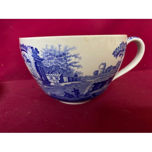 44 - Vintage Spode jumbo cup and saucer 'Auld Lang Syne' in blue Italian pattern