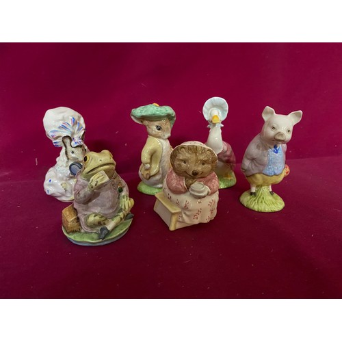 47 - 6 x Royal Albert Beatrix Potter figurines comprising 'Mrs Tiggy Winkle takes tea', 'Jeremy Fisher', ... 