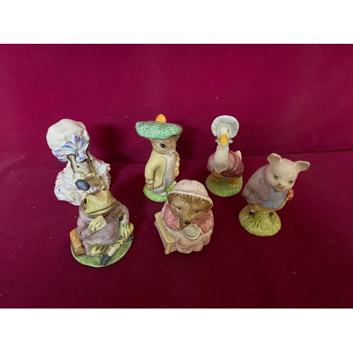 47 - 6 x Royal Albert Beatrix Potter figurines comprising 'Mrs Tiggy Winkle takes tea', 'Jeremy Fisher', ... 