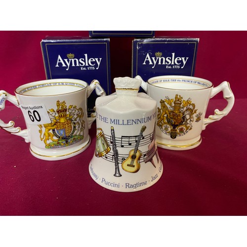 60 - Selection of Aynsley including 3 x  boxed 'The Millenium Bell' limited to 2000 and 2 x commemorative... 