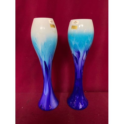 81 - Pair of Ambiente Zwiesel fused glass vases standing 40 cms tall