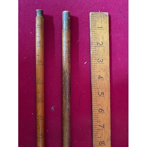 292 - Antique Brass ended yard sticks and Ridgley yard stick.