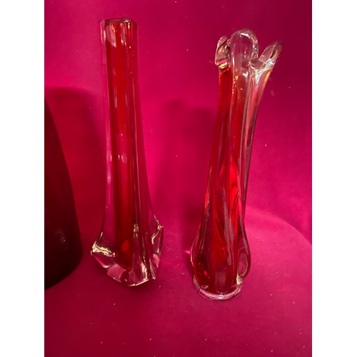 239 - Selection of Red glass vases and glasses.