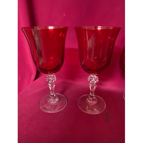 239 - Selection of Red glass vases and glasses.