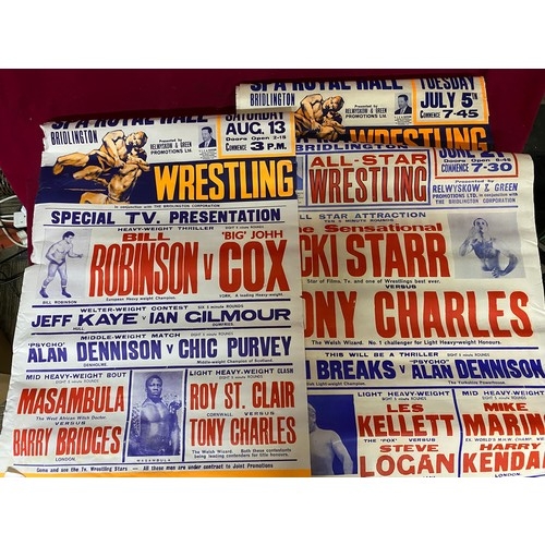 7 - Collection of 6 x vintage wrestling posters