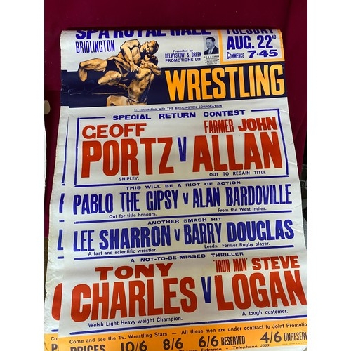 7 - Collection of 6 x vintage wrestling posters