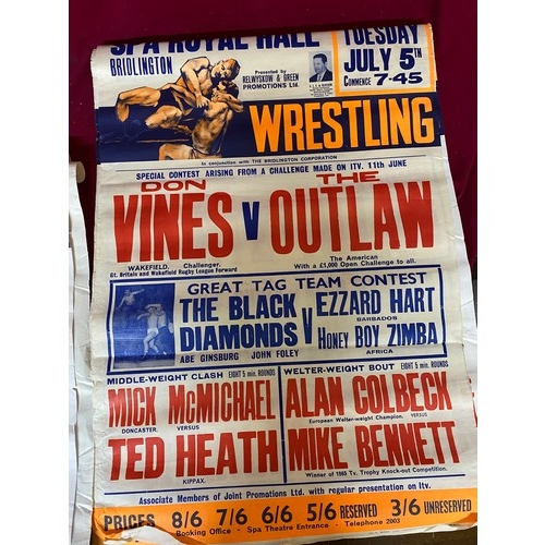 7 - Collection of 6 x vintage wrestling posters