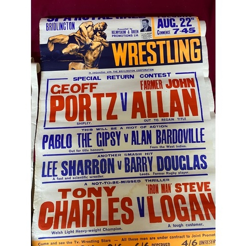 7 - Collection of 6 x vintage wrestling posters