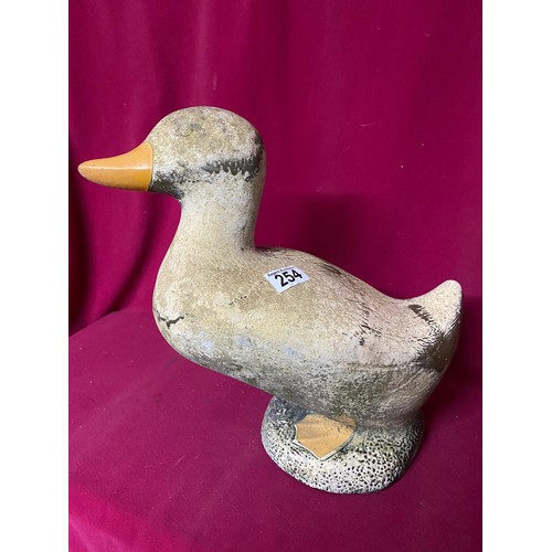 254 - Vintage stone garden duck ornament standing 38cms tall