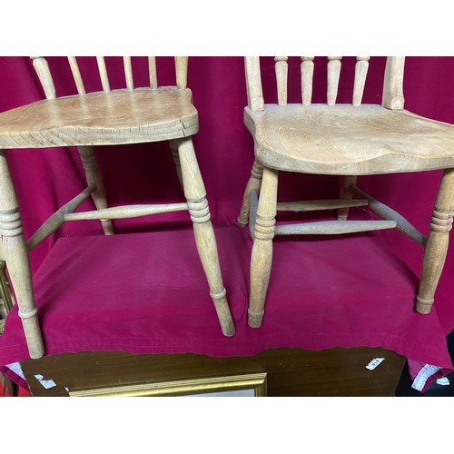 350 - 2 x wooden spindle back dining chairs