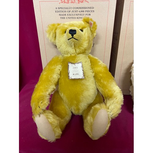 357 - 2 x Steiff British collectors teddy bears, a 2002 honey golden 35cms growler bear and a 2003 yellow ... 