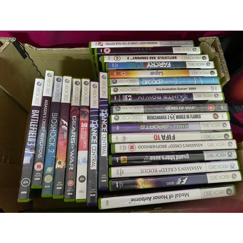 379 - Selection of 25 x Xbox360 games and a guitar hero guitar