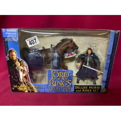 407 - Toy Biz Lord of the Rings, Return of the King Deluxe Horse and Rider set Aragorn with Brego, new sea... 